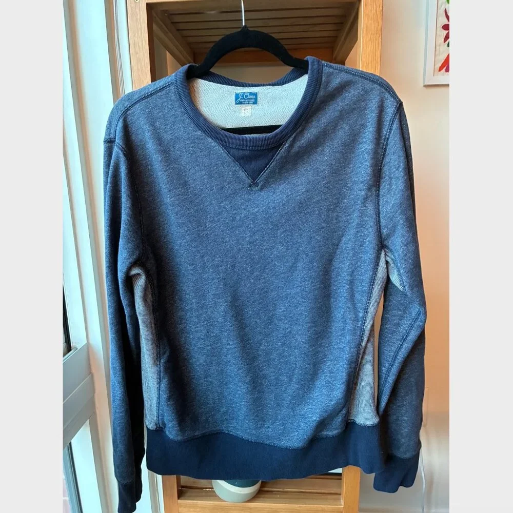 J. Crew Vintage Navy Fleece Crew Neck Sweatshirt - Size S